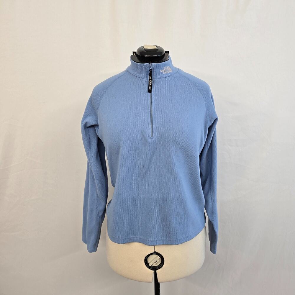 The North Face 1/4 Zip Sweatshirt Women's L Blue Long Sleeve Mock Neck